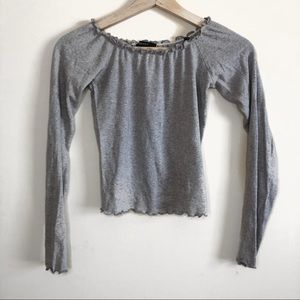 Off the shoulder grey knit crop top